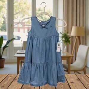 Calvin Klein Girls Chambray Dress Size‎ 6 New With Tags Kidcore Spring Summer CK